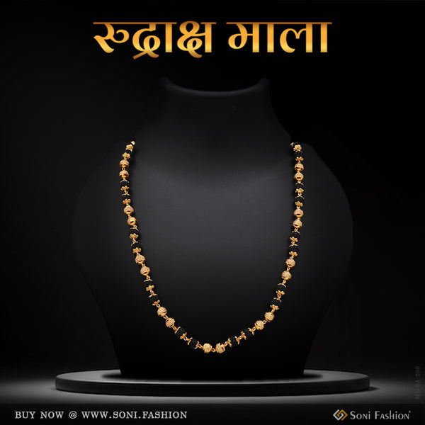 2 In 1 Best Quality Gold Plated Rudraksha Mala for Men - Style A290