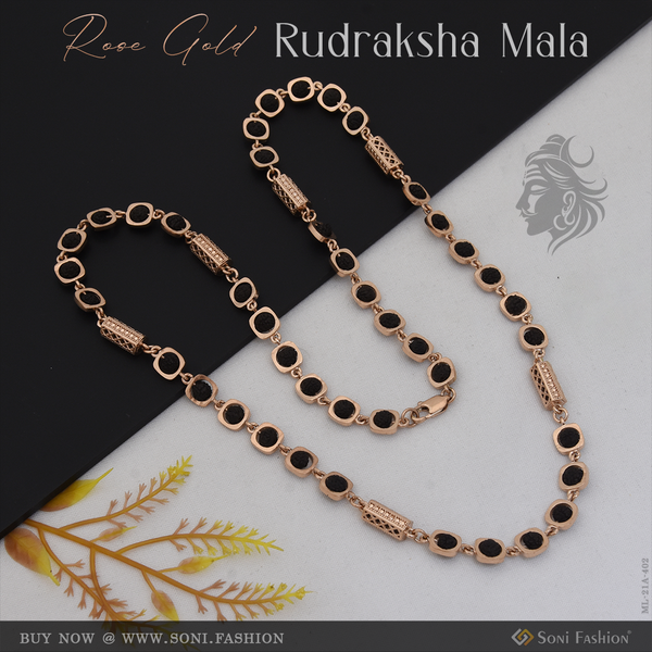 Popular Design Rose Gold Color Rudraksha Mala for Men - Style A402