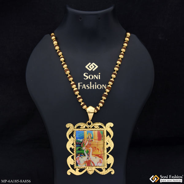 Maa Shakti Gold Plated Pendant with Rudraksha Mala for Men (MP-A185-A856)