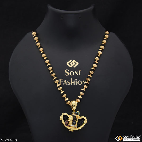 Mahadev Gold Plated Pendant with Rudraksha Mala for Men - Style A109