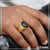 Owal Shape Blue Stone With Diamond Funky Design Gold Plated Ring For Men - Style A853
