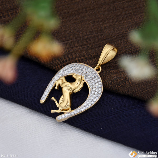 1 Gram Gold Plated Horse Best Quality Pendant for Men - Style B851