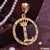 L Letter Alphabet Gold Plated CNC Cut Pendant With King Crown Design - Style A441