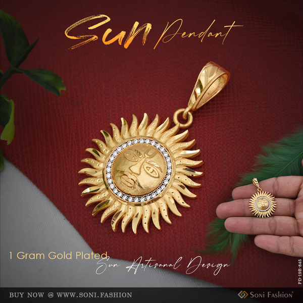 1 Gram Gold Plated Sun Artisanal Design Pendant for Men - Style B845