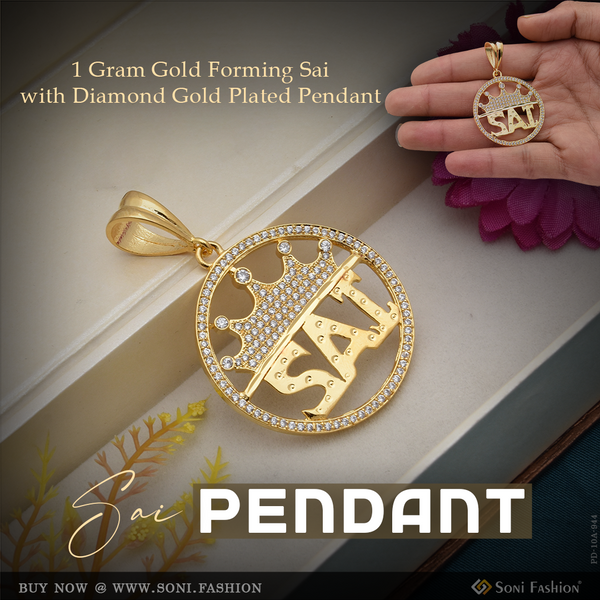 Sai with Diamond Antique Design Gold Plated Pendant for Men - Style A944