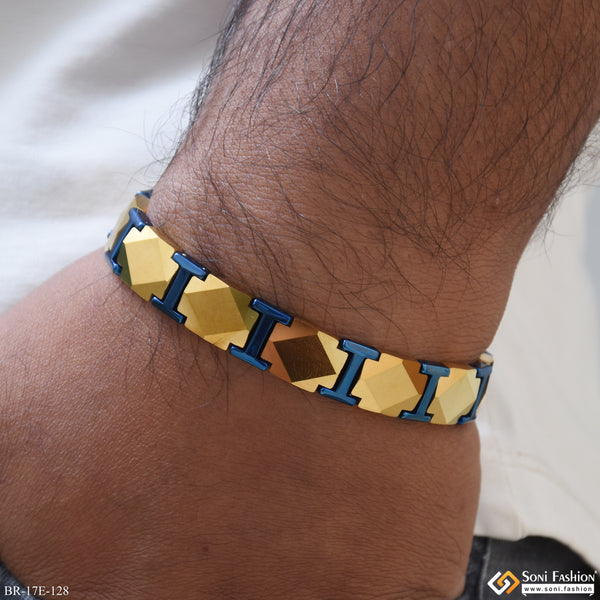 Popular Design Blue & Golden Color Ceramic Bracelet for Men - Style E128