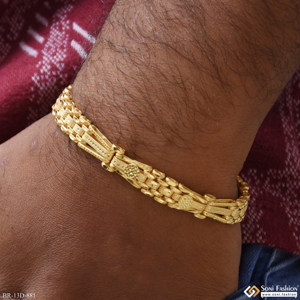 Prominent Design Gold Plated Box Bracelet for Men - Style D881