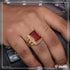 Red Stone With Diamond Superior Quality Unique Design Gold Plated Ring - Style B104