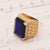 1 Gram Gold Forming Blue Stone With Diamond Gold Plated Ring - Style A207