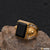1 Gram Gold Forming Black Stone with Diamond Best Quality Ring - Style A223