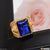 1 Gram Gold Forming Blue Stone with Diamond Gorgeous Design Ring - Style A227