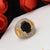 1 Gram Gold Forming Black Stone With Diamond Delicate Design Ring - Style A278
