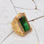 1 Gram Gold Forming Green Stone With Diamond Delicate Design Ring - Style A269