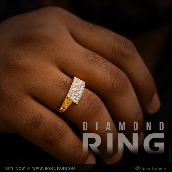 1 Gram Gold Plated with Diamond Latest Design High-Quality Ring for Men - Style B346