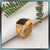 1 Gram Gold Forming Black Stone With Diamond Funky Design Ring For Men - Style A476
