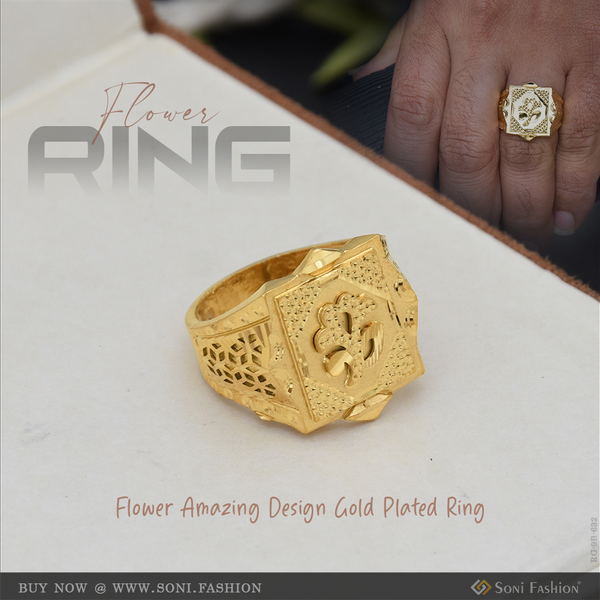 Flower Amazing Design Gold Plated Ring for Men - Style B632