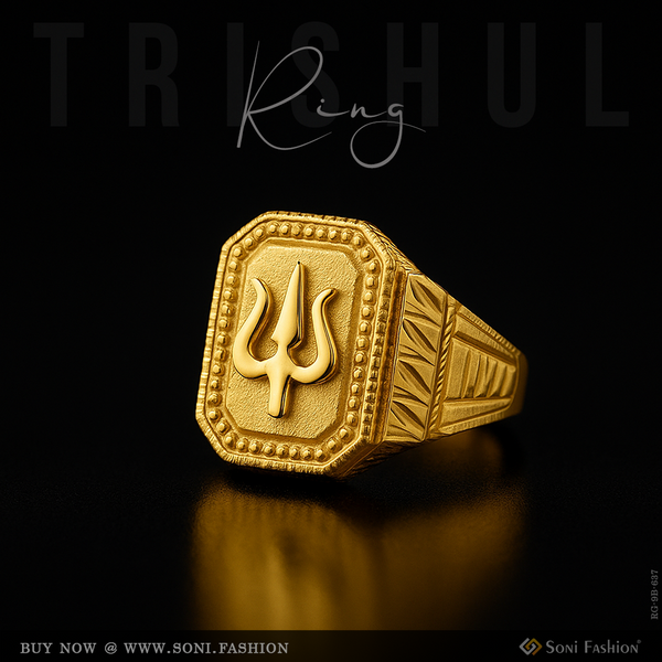 Trishul Best Quality Gold Plated Ring for Men - Style B637