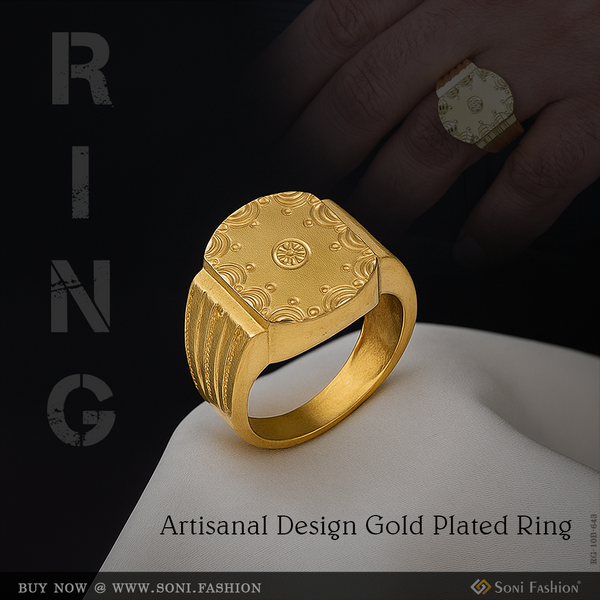 Artisanal Design Gold Plated Ring for Men - Style B643