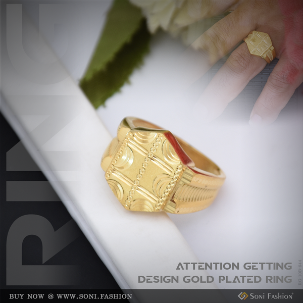 Attention-Getting Design Gold Plated Ring for Men - Style B644