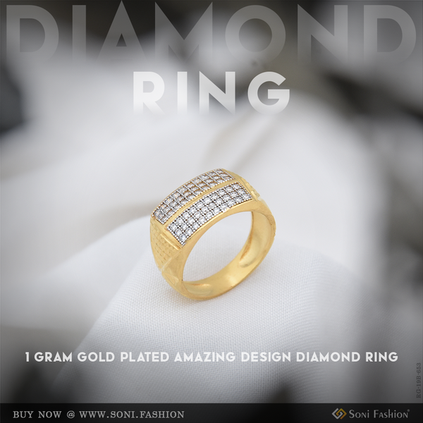 1 Gram Gold Plated Amazing Design Diamond Ring for Men - Style B653