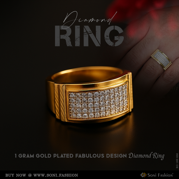 1 Gram Gold Plated Fabulous Design Diamond Ring for Men - Style B656