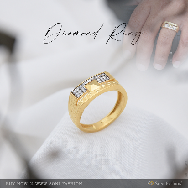 1 Gram Gold Plated Delicate Design Diamond Ring for Men - Style B657