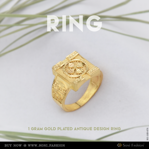 1 Gram Gold Plated Antique Design Ring for Men - Style B675