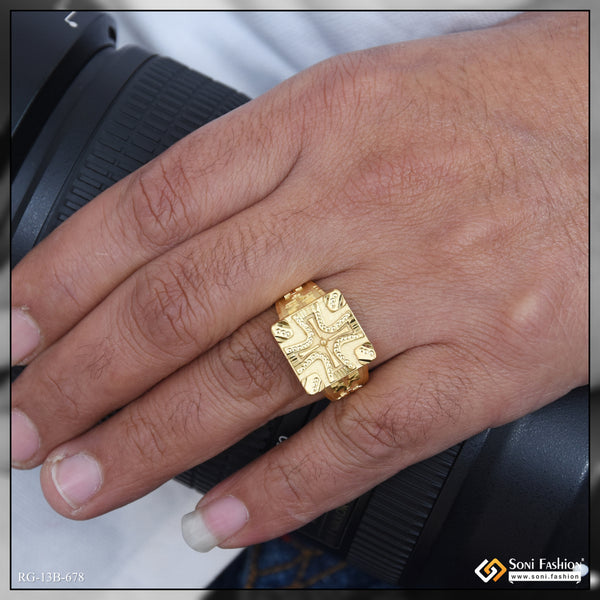 1 Gram Gold Plated Fashionable Design Ring for Men - Style B678