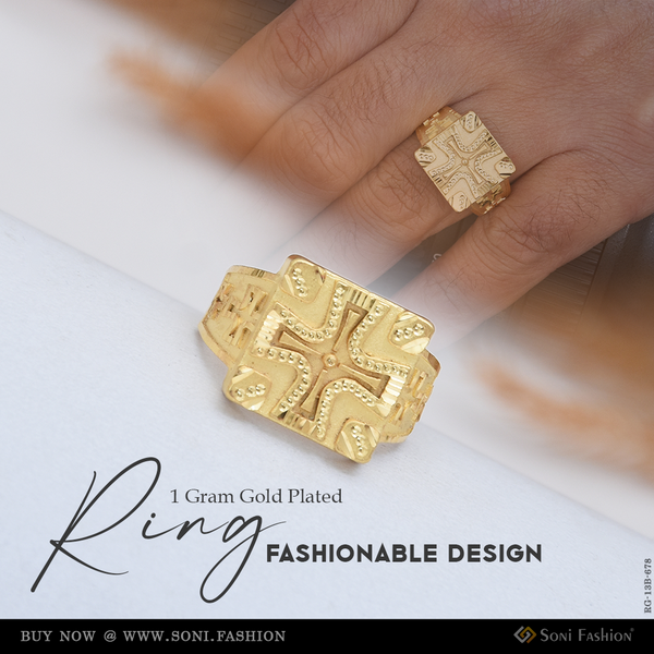 1 Gram Gold Plated Fashionable Design Ring for Men - Style B678