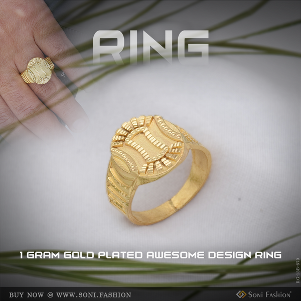 1 Gram Gold Plated Awesome Design Ring for Men - Style B679