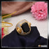 Black Stone with Diamond Delicate Design Gold Plated Ring for Men - Style A753