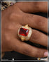 Red Stone with Diamond Chic Design Superior Quality Gold Plated Ring - Style A767