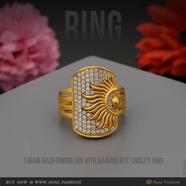 1 Gram Goldforming Sun With Diamond Best Quality Durable Design Ring - Style A933
