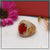 Red Stone with Diamond Decorative Design Best Quality Gold Plated Ring - Style A762