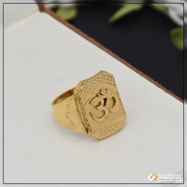 Om Finely Detailed Design Gold Plated Ring for Men - Style B636