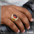 Red Stone with Diamond Decorative Design Best Quality Gold Plated Ring - Style A762
