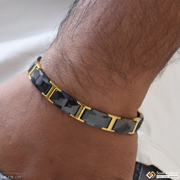 Trending Design Black & Golden Color Ceramic Bracelet for Men - Style E133