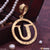 U Letter Alphabet Gold Plated Cnc Cut Pendant With King Crown Design - Style A448