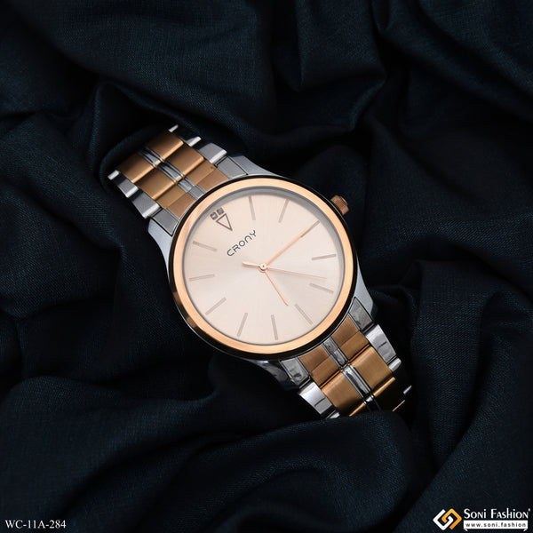 Golden & Silver Color Stainless Steel Watch for Men - Style A284