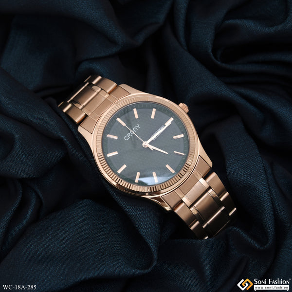 Round Dial Rose Gold Color Stailess Steel Watch for Men - Style A285