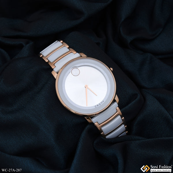 White & Rose Gold Color Ceramic & Stainless Steel Watch For Men - Style A287