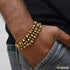 Attention-Getting Design 3 Line Gold Plated Rudraksha Bracelet for Men - Style B773