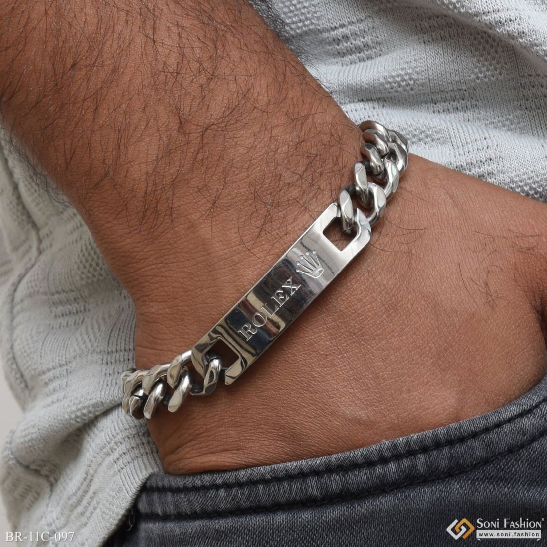 Personalised Silver Fingerprint Bar Bracelet | Men's Identity Bracelet -  Hold upon Heart
