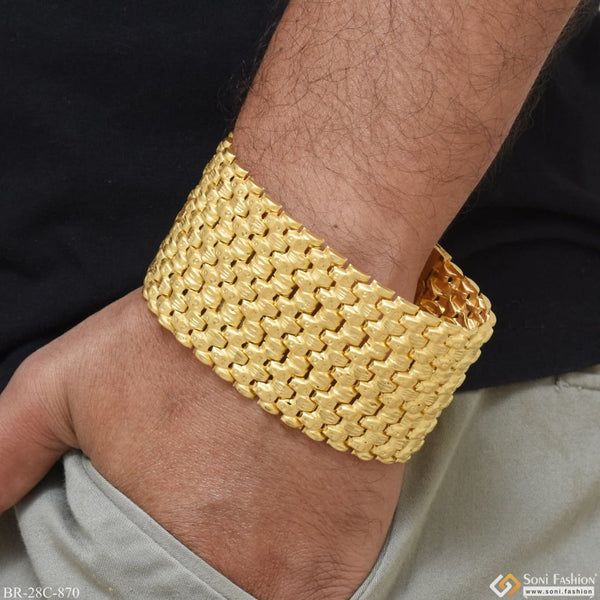 1 Gram Gold Plated 1 Line Bahubali Gorgeous Design Bracelet For Men - Style  C415, गोल्ड प्लेटेड ब्रेसलेट - Soni Fashion, Rajkot | ID: 2850027936133