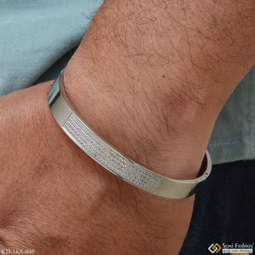 Tanishq Platinum Kada Hand Kada For Mens Stylish Diamond Kada