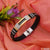 Best quality silver and golden color leather bracelet with gold plated clasp