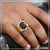 Black Hexagon Stone Finely Detailed Design Gold Plated Ring
