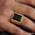 Black Stone With Diamond Artisanal Design Gold Plated Ring