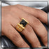 Black Stone With Diamond Delicate Design Gold Plated Ring For Men - Style A833