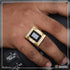 Black Stone With Diamond Fashionable Design Gold Plated Ring For Men - Style B118